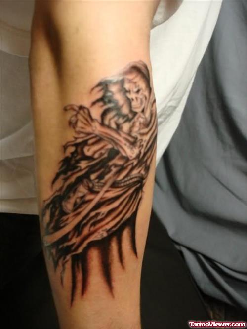 Grim Reaper Elbow Tattoo