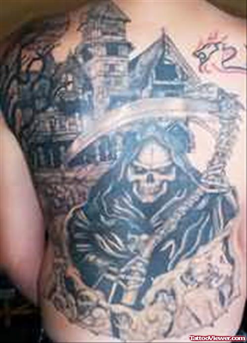 Grim Reaper Full Back Tattoo