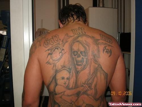 Polite Grim Tattoo On Back