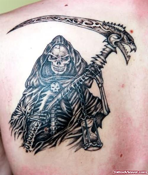 Grim Reaper Back Shoulder Tattoo