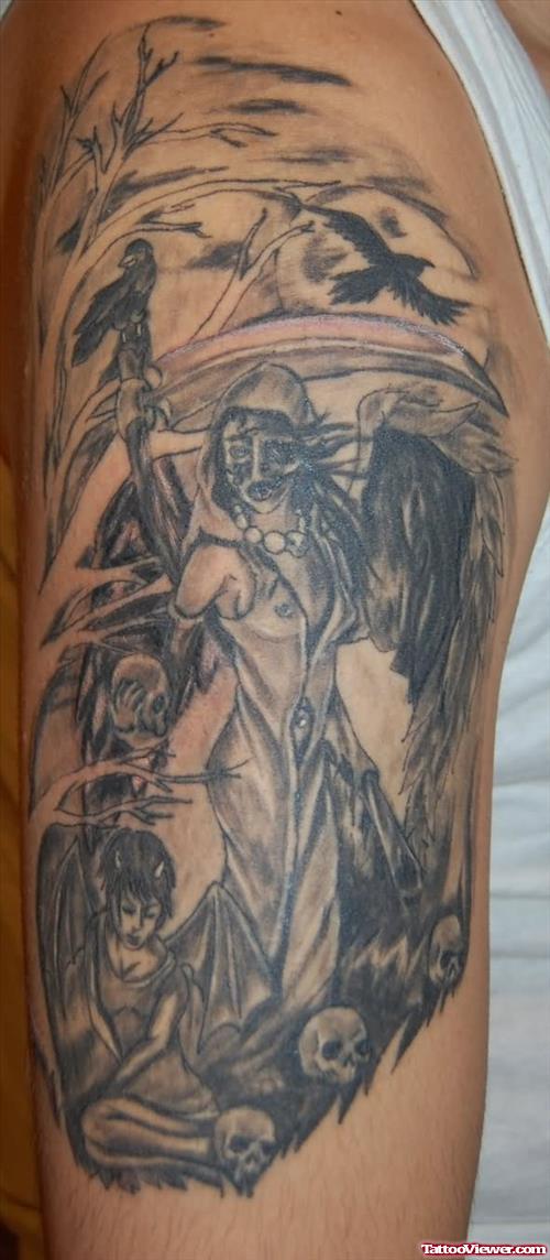 Grim Reaper Shoulder Tattoos