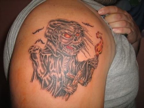 Grim Reaper Red Eyes Tattoo