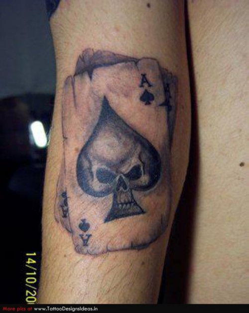 Ace Cards Grim Reaper Tattoo On Bicep