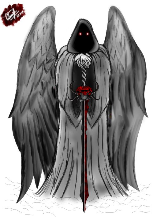 Large Angel Winged Grim Reaper Tattoo Design