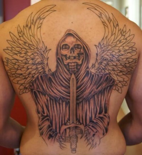 Grim Reaper And Sword Tattoo