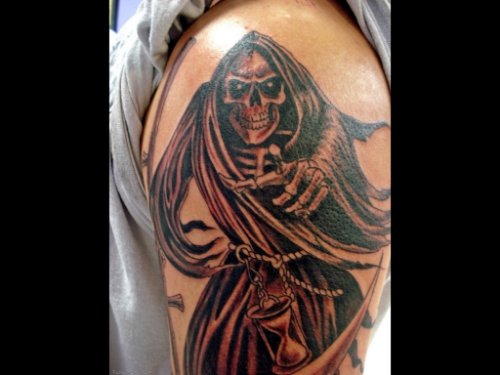 Death Grim Reaper Tattoo On Half Sleeve