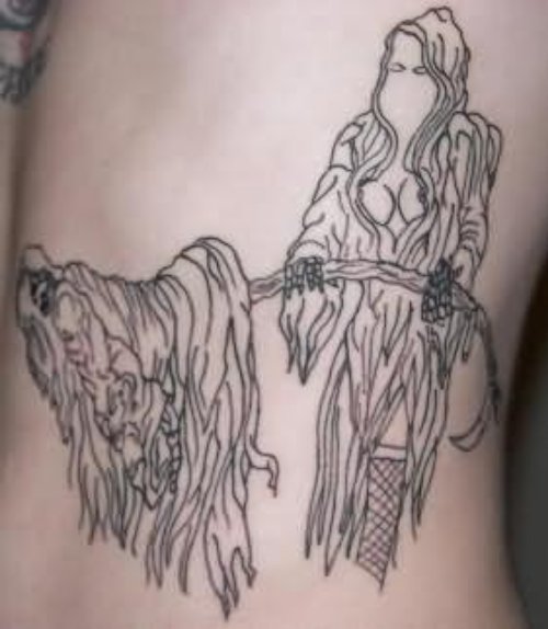 Grim Reaper Outline Tattoo