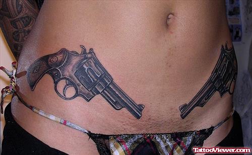 Girl Hips Gun Tattoos