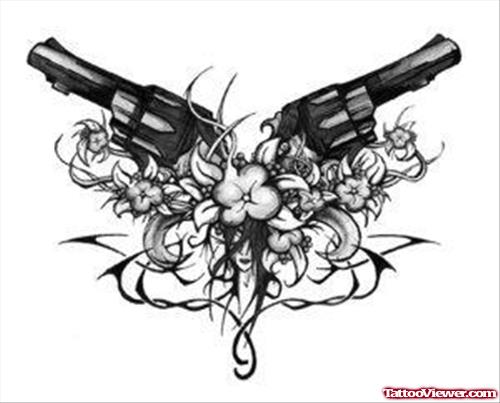 Black Guns Tattoos Designs