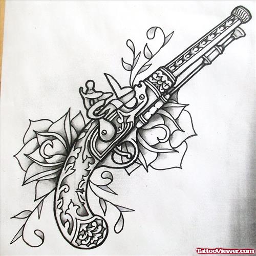 Amazing Gun Tattoo Design For Men