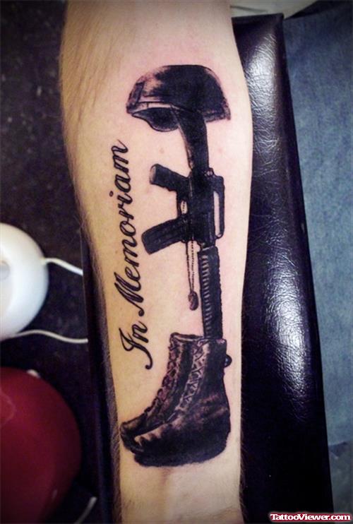 Military Gun Tattoo On Sleeve