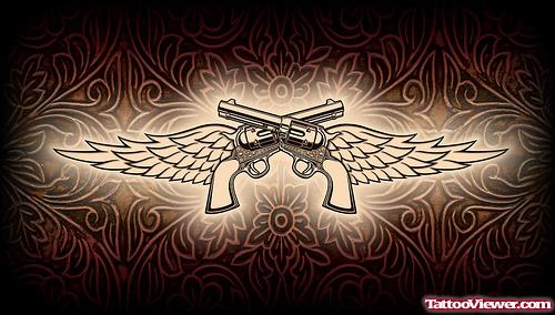 Winged Guns Tattoos Design