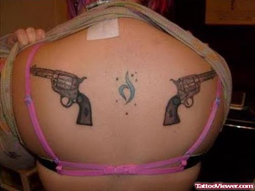Gun Tattoos On Back Shoulders