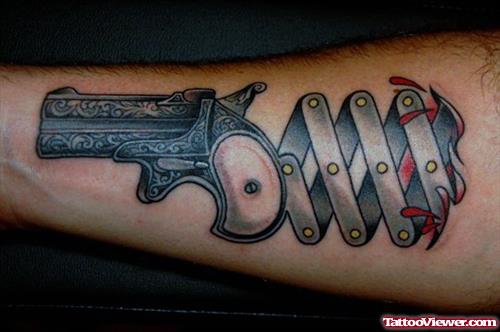 Gun Tattoo On Forearm