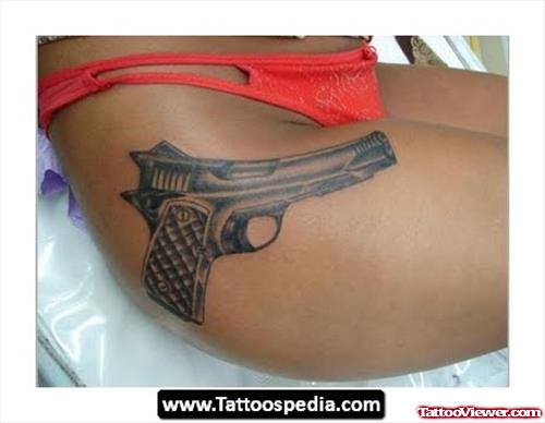 Gun Tattoo On Right Side