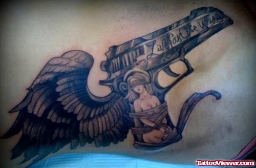 Angel Winged Gun Tattoo