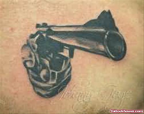 Black Ink Gun Tattoo