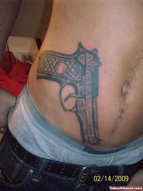 Best Gun Tattoo On Ribs