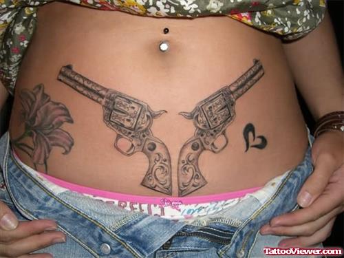 Black Grey Gun Tattoo
