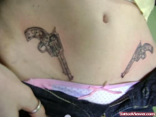 Gun Tattoos On Girl Hip