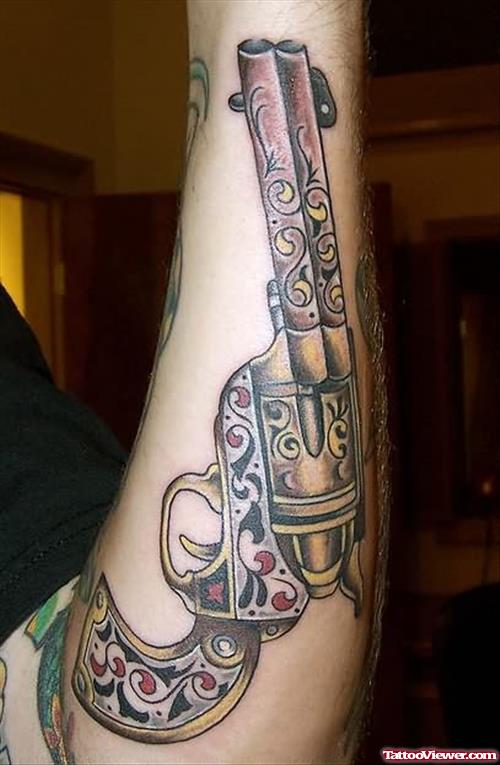 Best Gun Tattoo On Arm