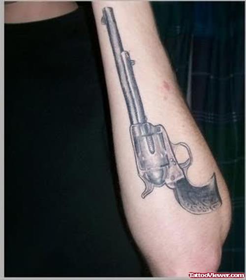Gun Tattoo On Arm Back
