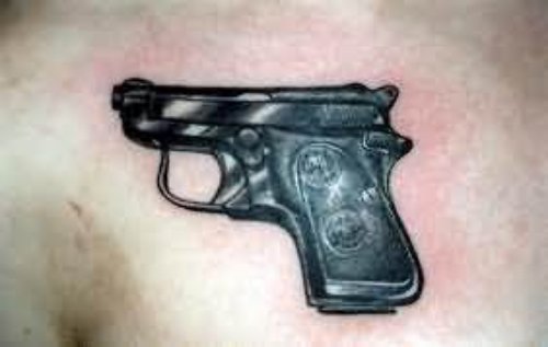 Black Small Gun Tattoo