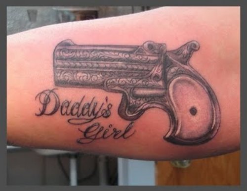 DaddyвЂ™s Girl Gun Tattoo On Bicep