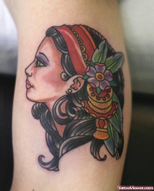 Color Gypsy Head Tattoo