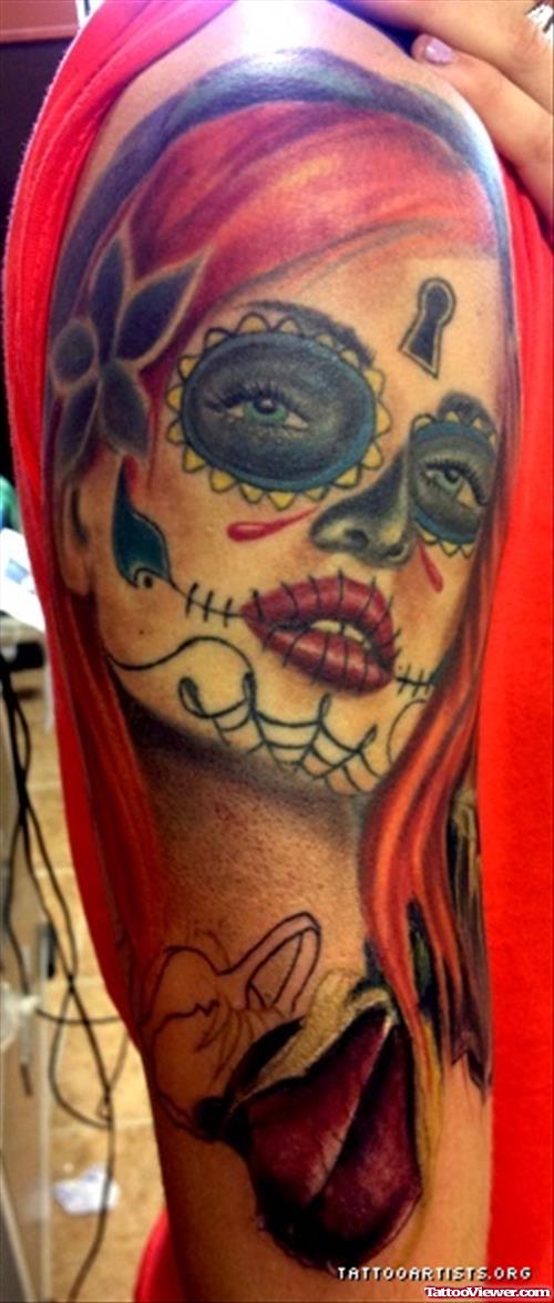 Gypsy Skull Face Tattoo