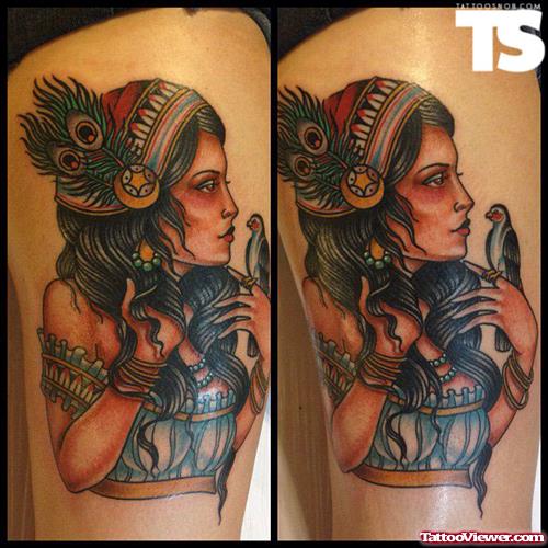 Awesome Color Gypsy Tattoo