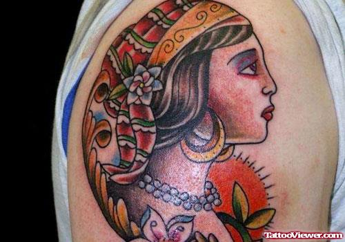 Gypsy Tattoo On Shoulder