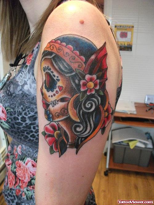 Traditional Gypsy Tattoo On Left Half Sleeve