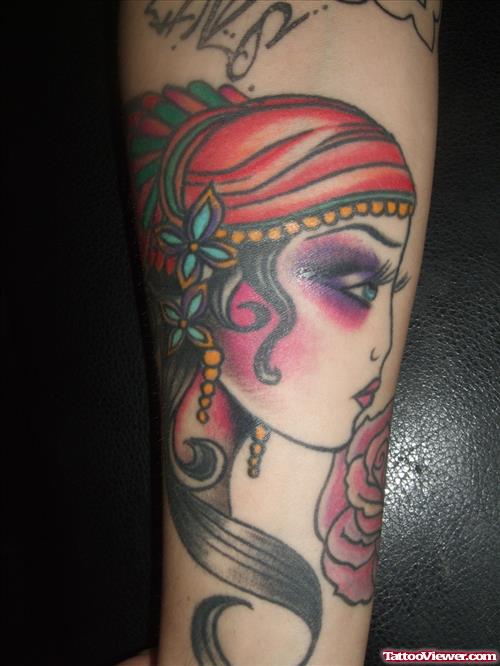 Best Color Gypsy Head Tattoo