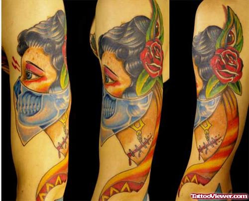 Rob Gypsy Woman Tattoo On Sleeve