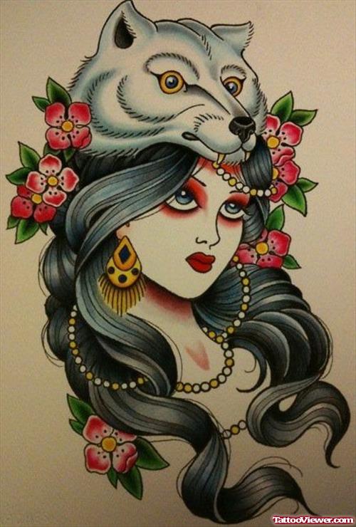 Neo Traditional Gypsy Tattoo Design For Girls