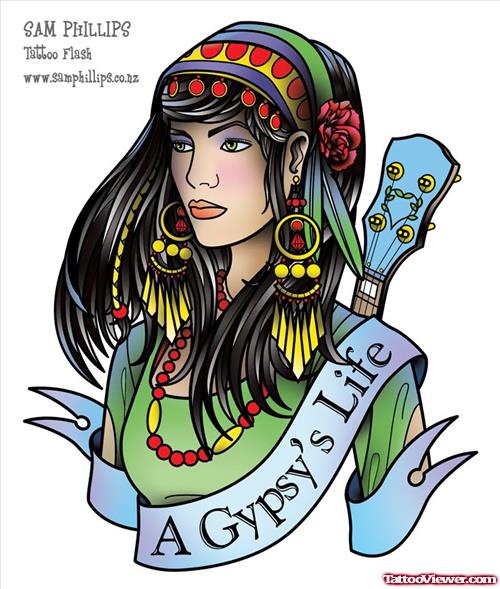 Banner and Gypsy Tattoo Design
