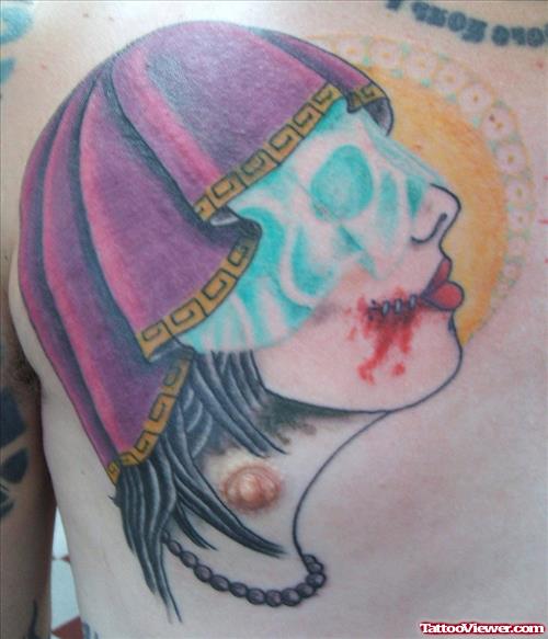 Skull Gypsy Tattoo On Man Chest