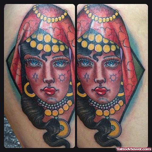 Color Gypsy Head Tattoos