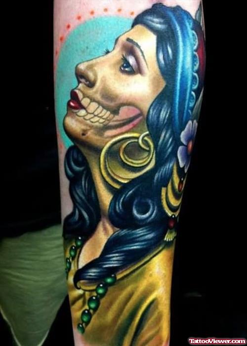 Amazing Colored Gypsy Tattoo