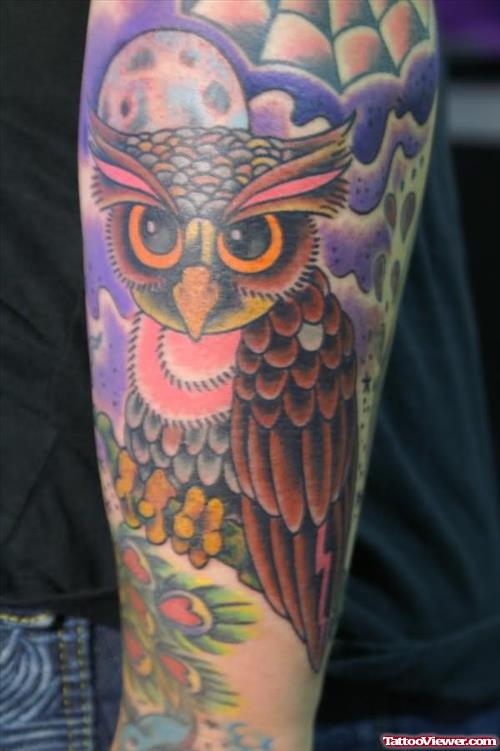 Gypsy Colourful Owl Tattoo
