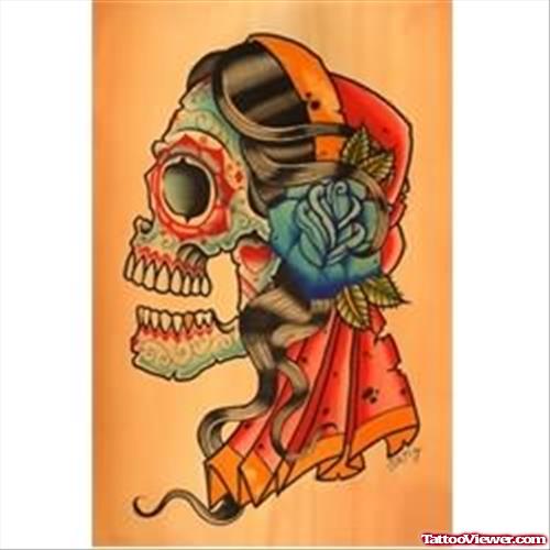 Rose And Skull Gypsy Tattoo