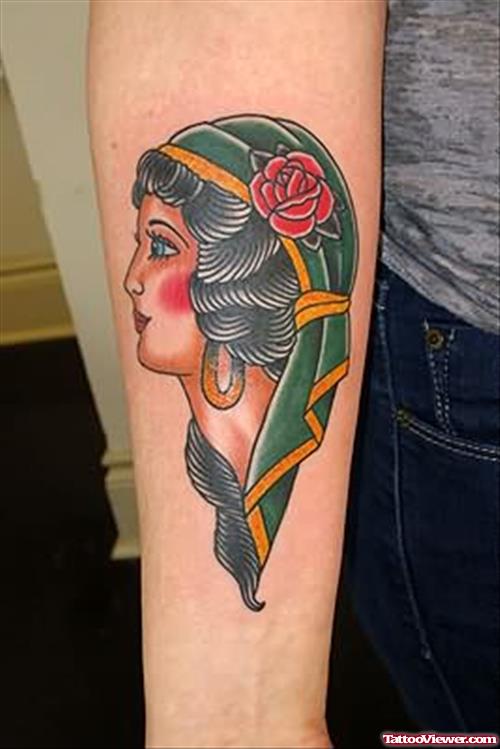 Awesome Colourful Gypsy Tattoo