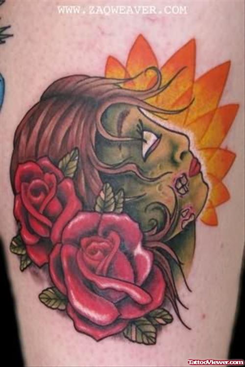 Gypsy Head And Rose Tattoo