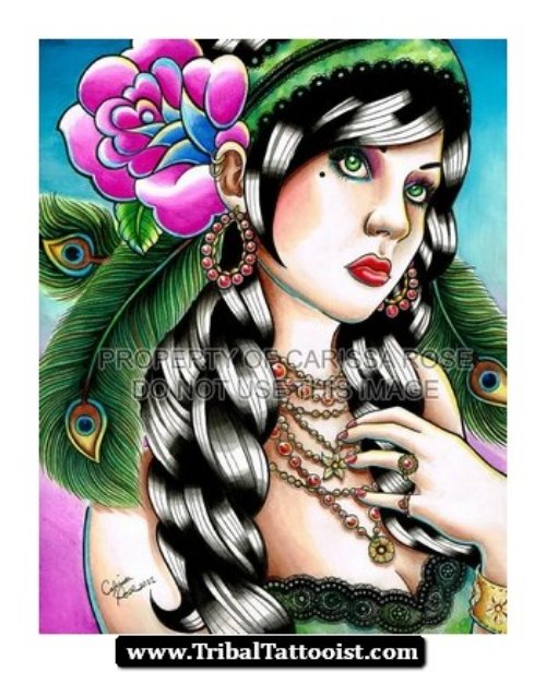 Colored Gypsy Tattoo Design