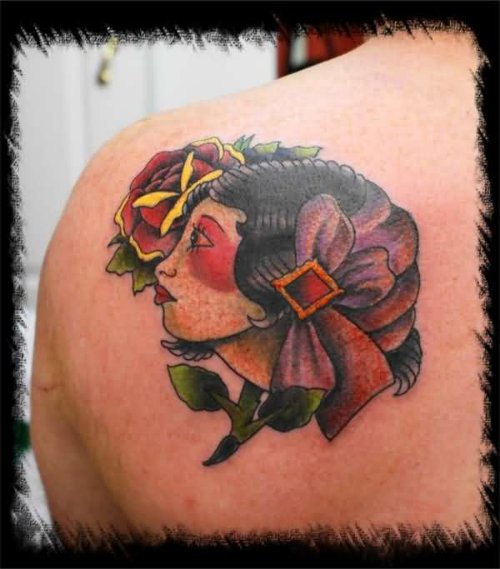 Gypsy Tattoo on Back Shoulder