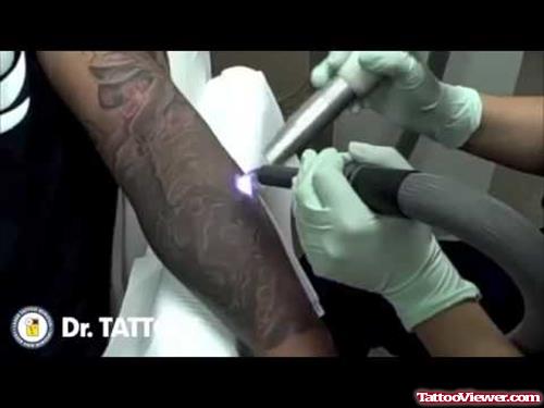 Grey Ink Half Sleeve Tattoo