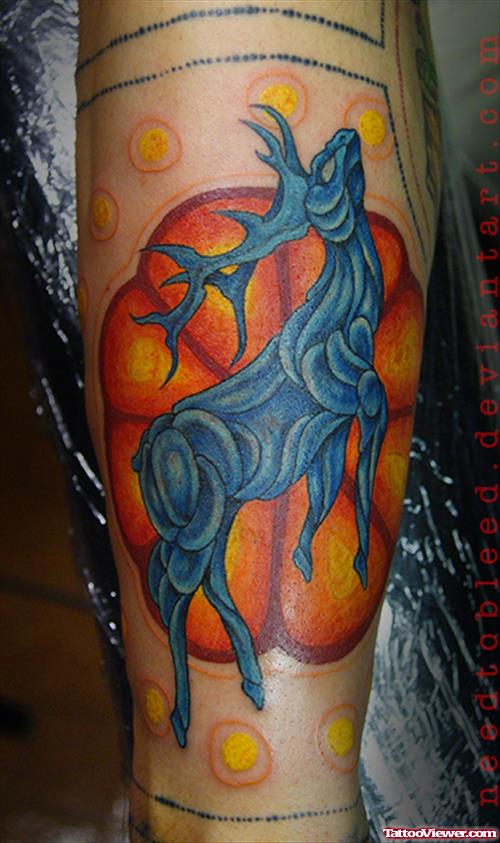 Color Ink Deer Half Sleeve Tattoo