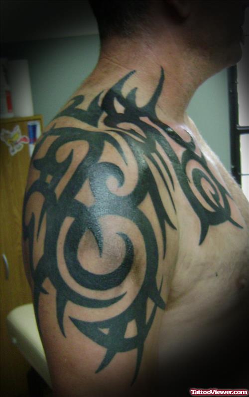 Black Tribal Right Half Sleeve Tattoo
