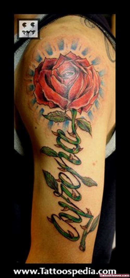 Red rose Flower Half Sleeve Tattoo